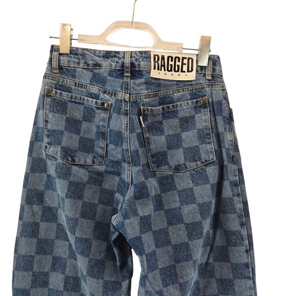 Ragged Priest Checkered Jeans Womens 26 Wide Leg Ankle High Rise Punk Emo Cotton - Picture 6 of 13